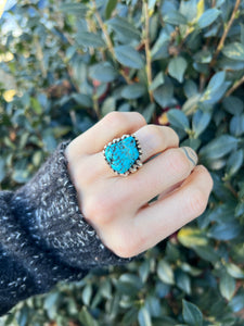 Vintage Size 6 sterling raw turquoise ring