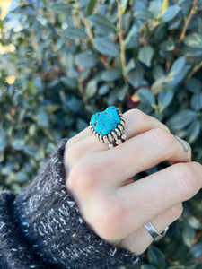 Vintage Size 6 sterling raw turquoise ring