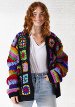 Crochet Rainbow Cardigan: black