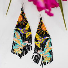 Midnight Hummingbird in Flight Fringe Earrings