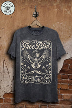 Free Bird Graphic Top: Mocha Mineral Wash / 3XL