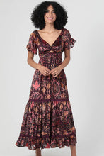 C4G68-SM45 BURNOUT VELVET TWIST FRONT CUT OUT MAXI DRESS: S