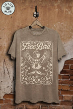 Free Bird Graphic Top: Mocha Mineral Wash / 2XL
