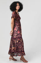 C4G68-SM45 BURNOUT VELVET TWIST FRONT CUT OUT MAXI DRESS: M