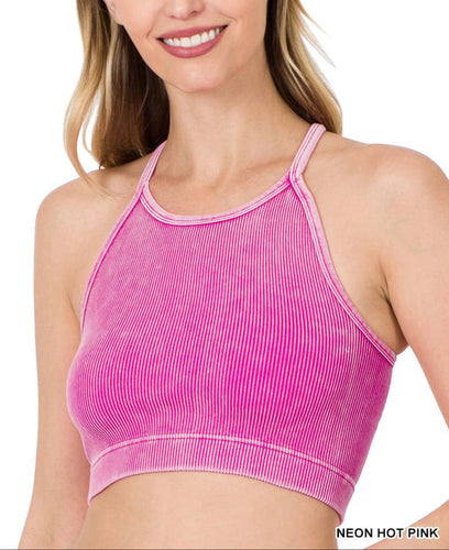 Hot pink Ribbed Crop cami / bralette