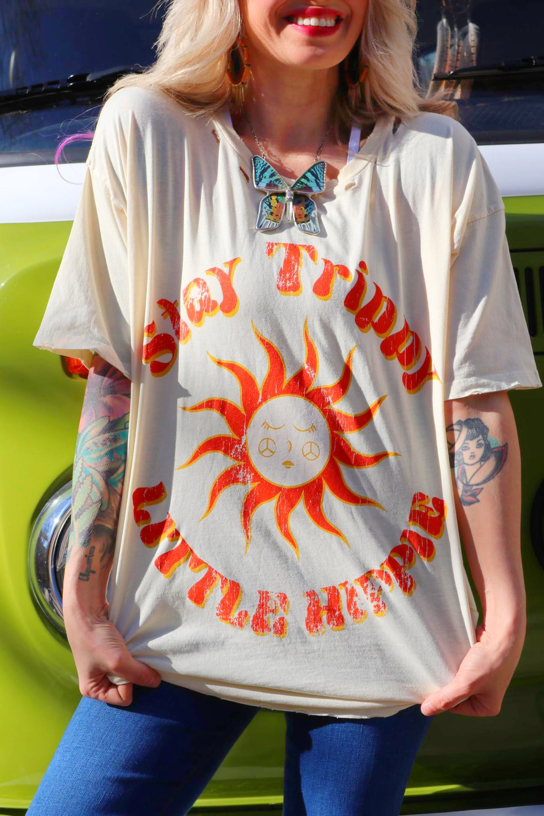 STAY TRIPPY LITTLE HIPPIE graphic tee // oversized USA